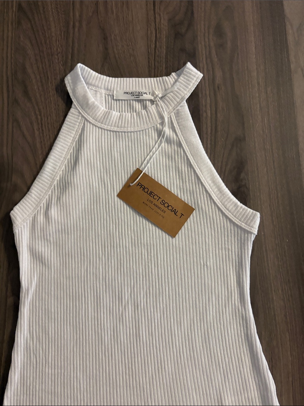 Project Social T White Ribbed Halter Tank - Picture 5 of 12
